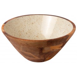 ΜΠΩΛ ΞΥΛΙΝΟ Ø 35Χ16CM ΛΕΥΚΟ GOLD SPOTS
