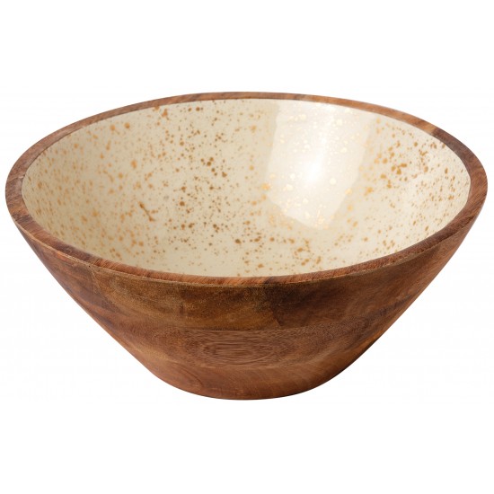 ΜΠΩΛ ΞΥΛΙΝΟ Ø 30Χ12CM ΛΕΥΚΟ GOLD SPOTS