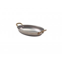 ΠΙΑΤΕΛΑ ΟΒΑΛ INOX VINTAGE MAT 21x16x3.5 CM CM ΜΕ ΜΠΡΟΥΤΖΙΝΑ ΧΕΡΟΥΛΙΑ