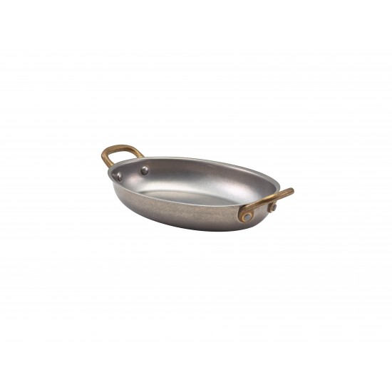 ΠΙΑΤΕΛΑ ΟΒΑΛ INOX VINTAGE MAT 21x16x3.5 CM CM ΜΕ ΜΠΡΟΥΤΖΙΝΑ ΧΕΡΟΥΛΙΑ