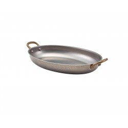 ΠΙΑΤΕΛΑ ΟΒΑΛ INOX VINTAGE MAT 37.5x26.5x4 CM ΜΕ ΜΠΡΟΥΤΖΙΝΑ ΧΕΡΟΥΛΙΑ
