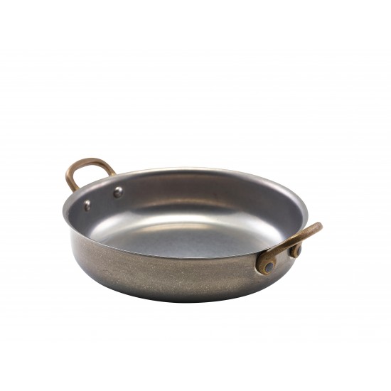 ΣΑΓΑΝΑΚΙ ΣΤΡΟΓΓΥΛΟ INOX VINTAGE MAT 16 x 4 CM ΜΕ ΜΠΡΟΥΤΖΙΝΑ ΧΕΡΟΥΛΙΑ